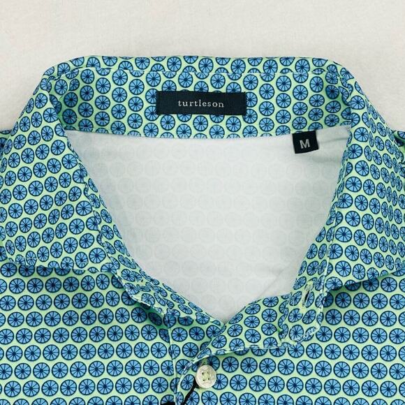Turtleson Men’s Medium Green Blue Fruit Slice Performance Golf Polo Shirt - Picture 9 of 14